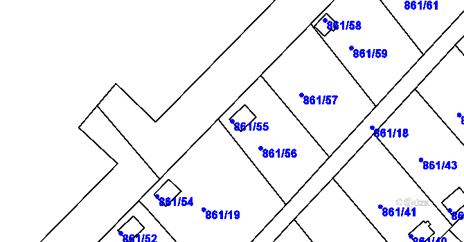 Parcela st. 861/55 v KÚ Teplice-Trnovany, Katastrální mapa