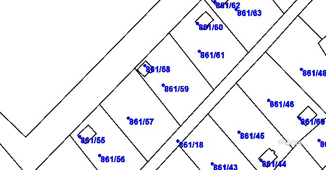 Parcela st. 861/59 v KÚ Teplice-Trnovany, Katastrální mapa