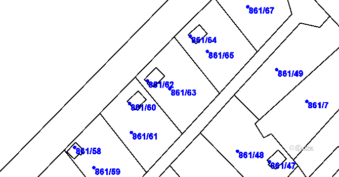 Parcela st. 861/63 v KÚ Teplice-Trnovany, Katastrální mapa