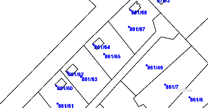 Parcela st. 861/65 v KÚ Teplice-Trnovany, Katastrální mapa