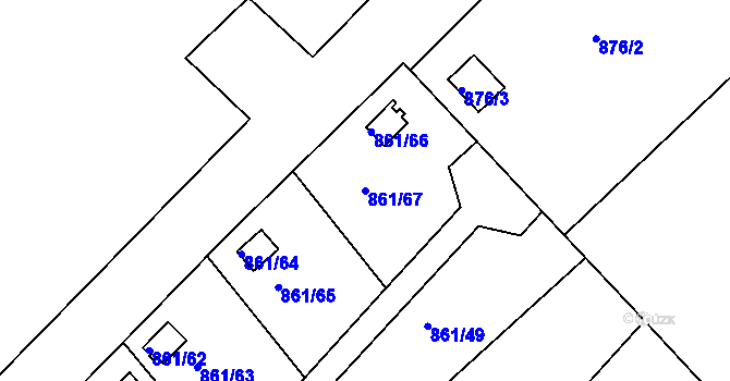 Parcela st. 861/67 v KÚ Teplice-Trnovany, Katastrální mapa