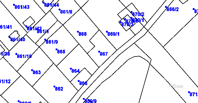 Parcela st. 867 v KÚ Teplice-Trnovany, Katastrální mapa