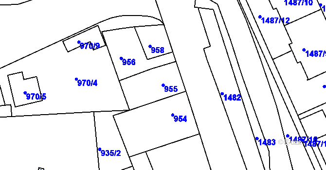 Parcela st. 955 v KÚ Teplice-Trnovany, Katastrální mapa