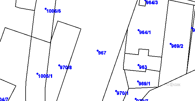 Parcela st. 967 v KÚ Teplice-Trnovany, Katastrální mapa