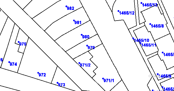 Parcela st. 979 v KÚ Teplice-Trnovany, Katastrální mapa