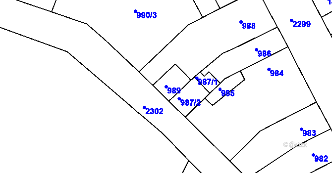 Parcela st. 989 v KÚ Teplice-Trnovany, Katastrální mapa