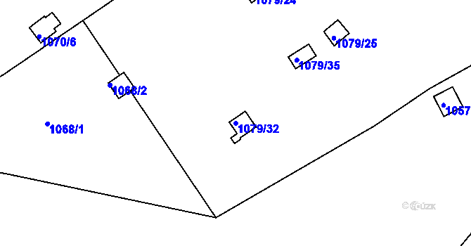 Parcela st. 1079/32 v KÚ Teplice-Trnovany, Katastrální mapa