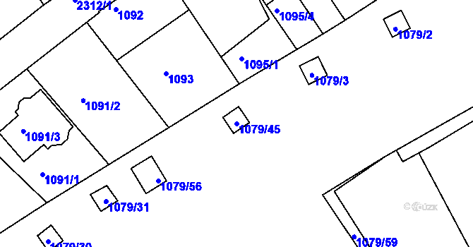 Parcela st. 1079/45 v KÚ Teplice-Trnovany, Katastrální mapa