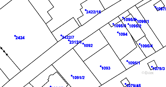 Parcela st. 1092 v KÚ Teplice-Trnovany, Katastrální mapa