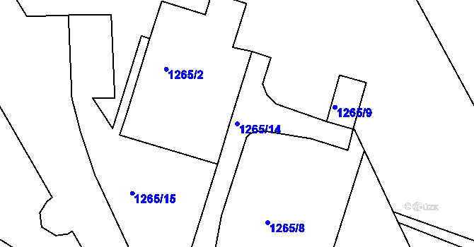 Parcela st. 1265/14 v KÚ Teplice-Trnovany, Katastrální mapa