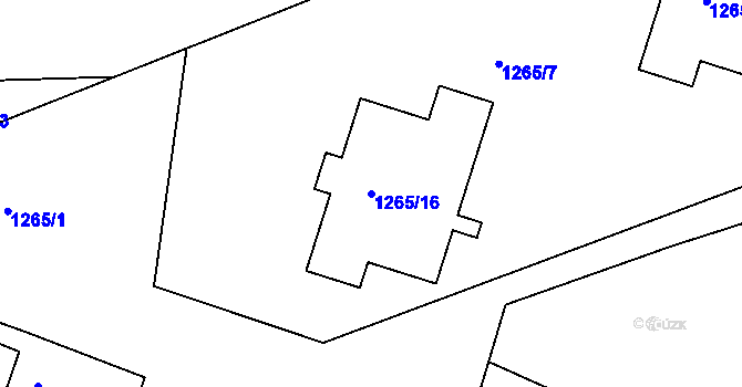 Parcela st. 1265/16 v KÚ Teplice-Trnovany, Katastrální mapa