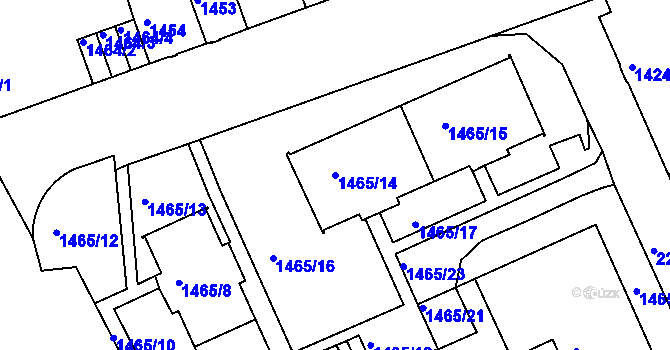 Parcela st. 1465/14 v KÚ Teplice-Trnovany, Katastrální mapa