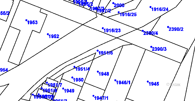 Parcela st. 1951/6 v KÚ Teplice-Trnovany, Katastrální mapa
