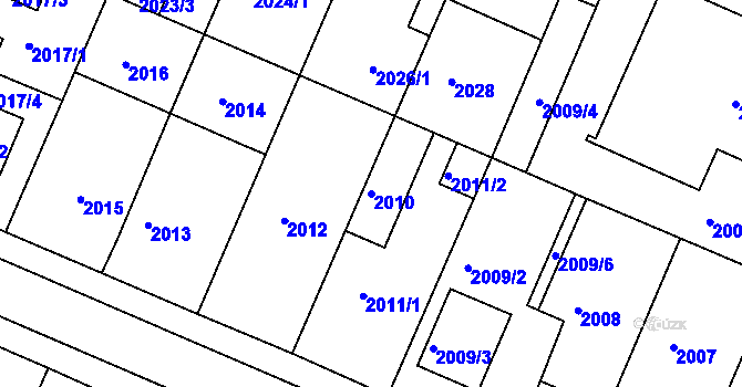Parcela st. 2010 v KÚ Teplice-Trnovany, Katastrální mapa