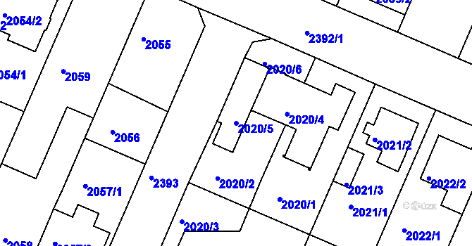 Parcela st. 2020/5 v KÚ Teplice-Trnovany, Katastrální mapa