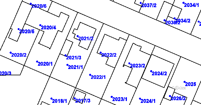 Parcela st. 2022/2 v KÚ Teplice-Trnovany, Katastrální mapa