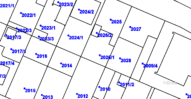 Parcela st. 2026 v KÚ Teplice-Trnovany, Katastrální mapa