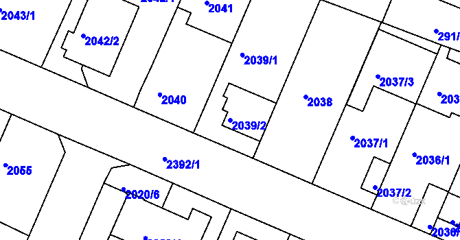 Parcela st. 2039/2 v KÚ Teplice-Trnovany, Katastrální mapa