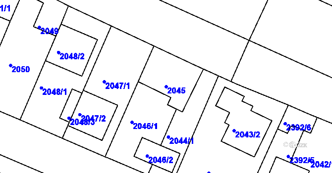 Parcela st. 2045 v KÚ Teplice-Trnovany, Katastrální mapa