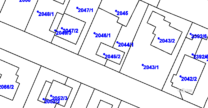 Parcela st. 2046/2 v KÚ Teplice-Trnovany, Katastrální mapa