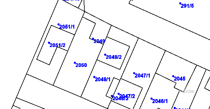 Parcela st. 2048/2 v KÚ Teplice-Trnovany, Katastrální mapa