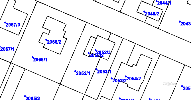 Parcela st. 2052/3 v KÚ Teplice-Trnovany, Katastrální mapa