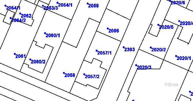 Parcela st. 2057/1 v KÚ Teplice-Trnovany, Katastrální mapa