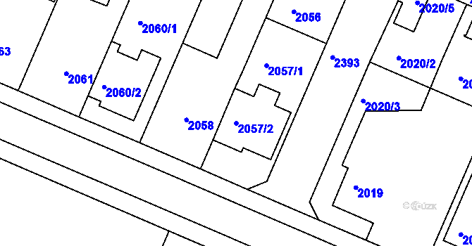 Parcela st. 2057/2 v KÚ Teplice-Trnovany, Katastrální mapa