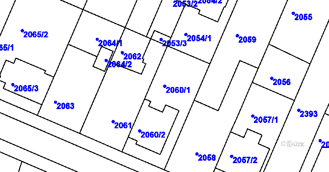 Parcela st. 2060/1 v KÚ Teplice-Trnovany, Katastrální mapa
