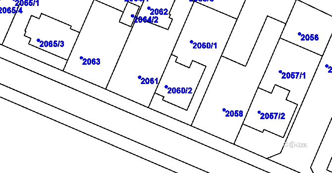 Parcela st. 2060/2 v KÚ Teplice-Trnovany, Katastrální mapa