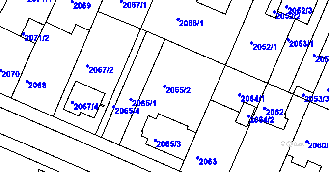 Parcela st. 2065/2 v KÚ Teplice-Trnovany, Katastrální mapa