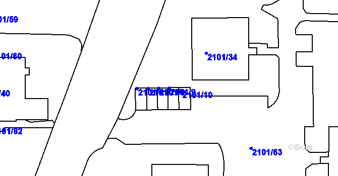 Parcela st. 2101/9 v KÚ Teplice-Trnovany, Katastrální mapa