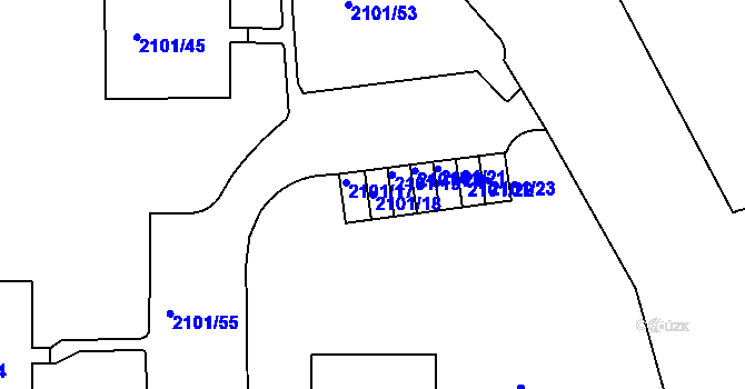 Parcela st. 2101/18 v KÚ Teplice-Trnovany, Katastrální mapa