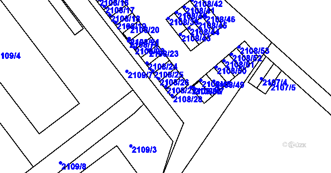 Parcela st. 2108/27 v KÚ Teplice-Trnovany, Katastrální mapa