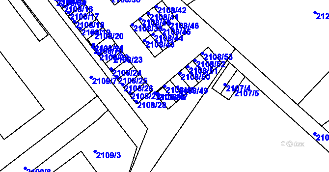 Parcela st. 2108/48 v KÚ Teplice-Trnovany, Katastrální mapa