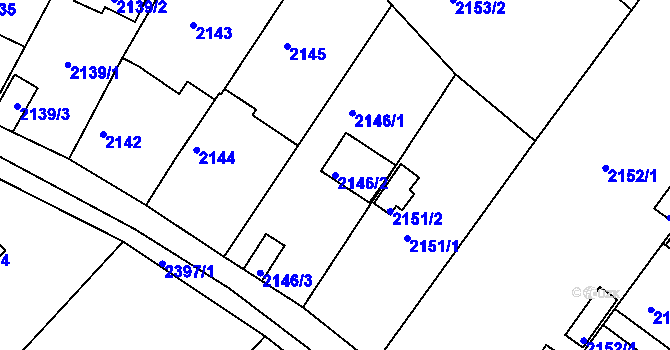 Parcela st. 2146/2 v KÚ Teplice-Trnovany, Katastrální mapa
