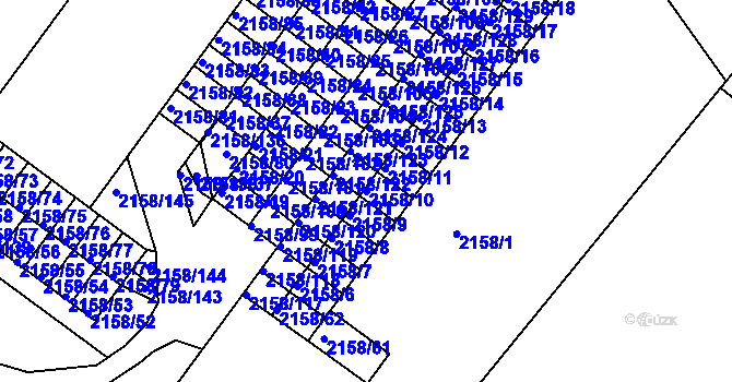 Parcela st. 2158/10 v KÚ Teplice-Trnovany, Katastrální mapa