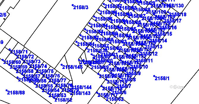 Parcela st. 2158/21 v KÚ Teplice-Trnovany, Katastrální mapa