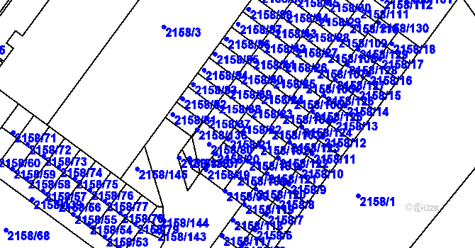 Parcela st. 2158/22 v KÚ Teplice-Trnovany, Katastrální mapa