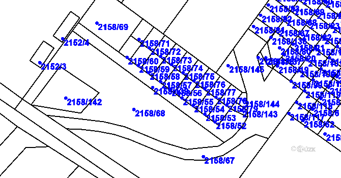 Parcela st. 2158/56 v KÚ Teplice-Trnovany, Katastrální mapa