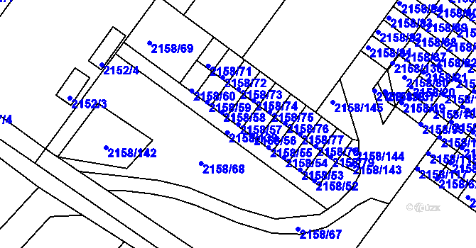 Parcela st. 2158/57 v KÚ Teplice-Trnovany, Katastrální mapa