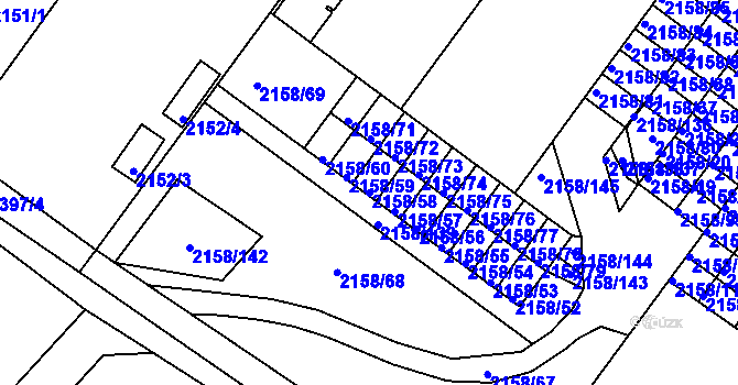 Parcela st. 2158/58 v KÚ Teplice-Trnovany, Katastrální mapa