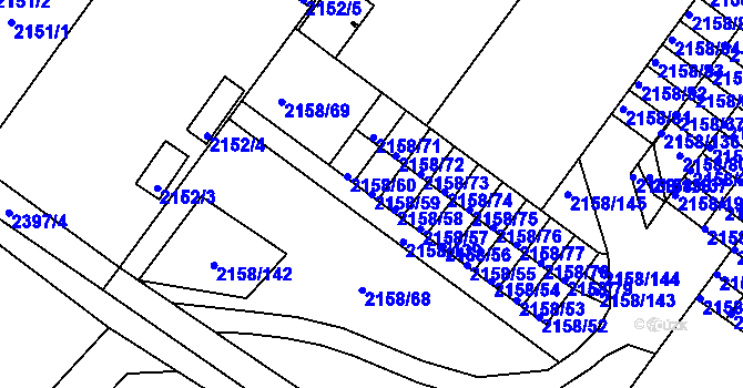 Parcela st. 2158/59 v KÚ Teplice-Trnovany, Katastrální mapa