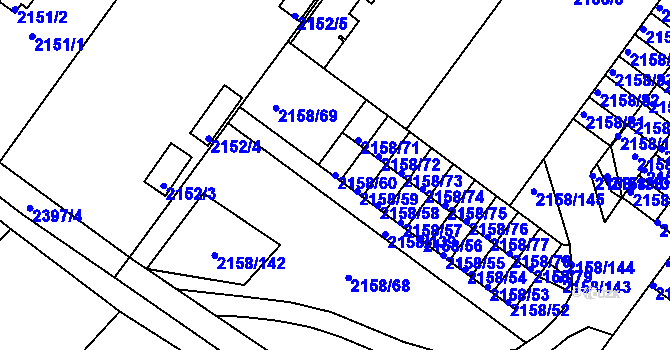 Parcela st. 2158/60 v KÚ Teplice-Trnovany, Katastrální mapa