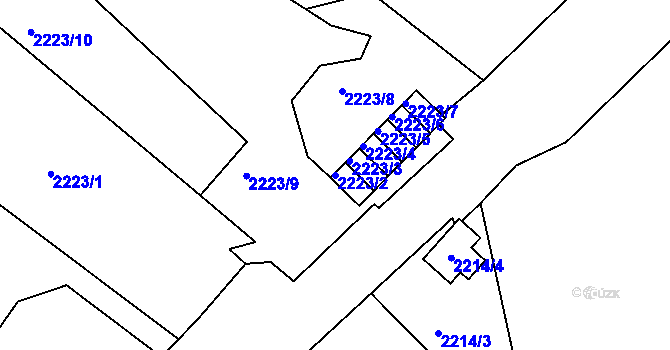 Parcela st. 2223/2 v KÚ Teplice-Trnovany, Katastrální mapa