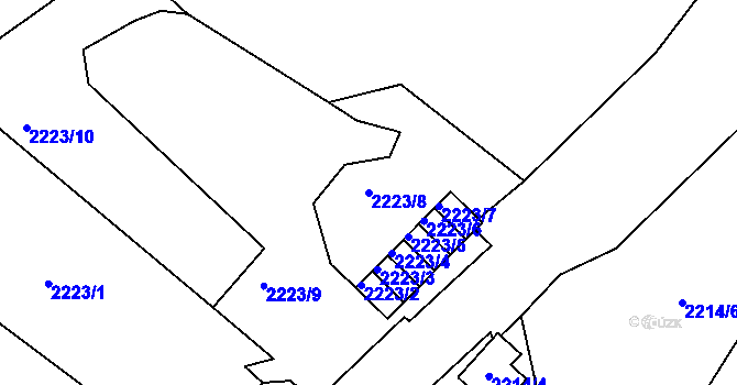 Parcela st. 2223/8 v KÚ Teplice-Trnovany, Katastrální mapa