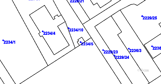 Parcela st. 2234/5 v KÚ Teplice-Trnovany, Katastrální mapa