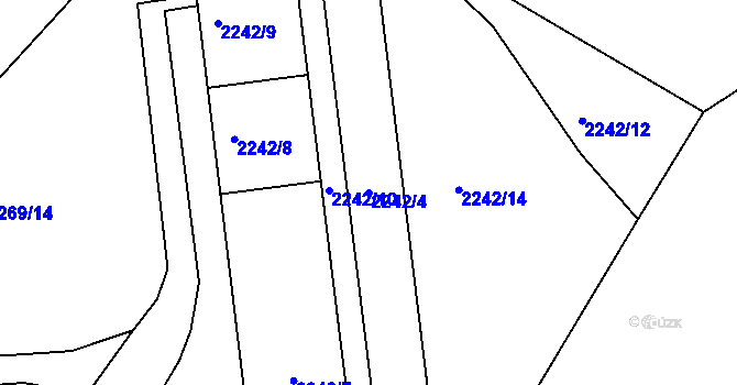 Parcela st. 2242/4 v KÚ Teplice-Trnovany, Katastrální mapa