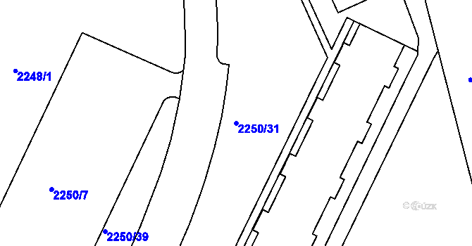 Parcela st. 2250/31 v KÚ Teplice-Trnovany, Katastrální mapa