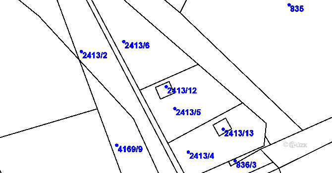 Parcela st. 2413/12 v KÚ Teplice-Trnovany, Katastrální mapa